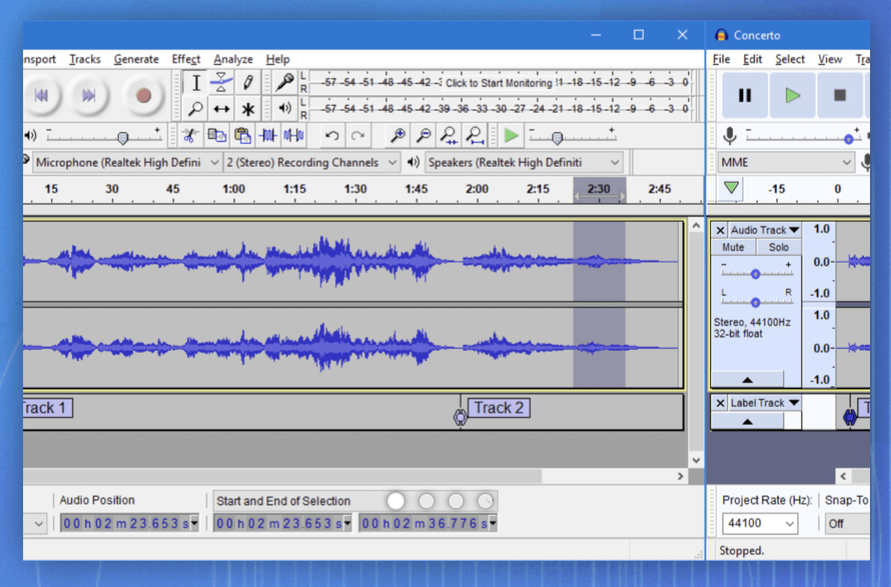 Image of Audacity podcast editing software