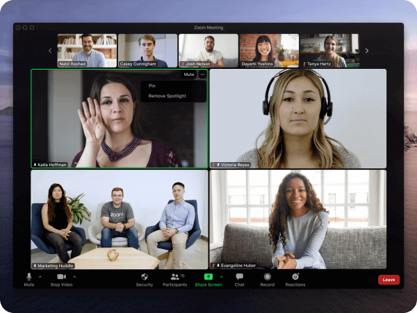 Image of multiple people on group Zoom call