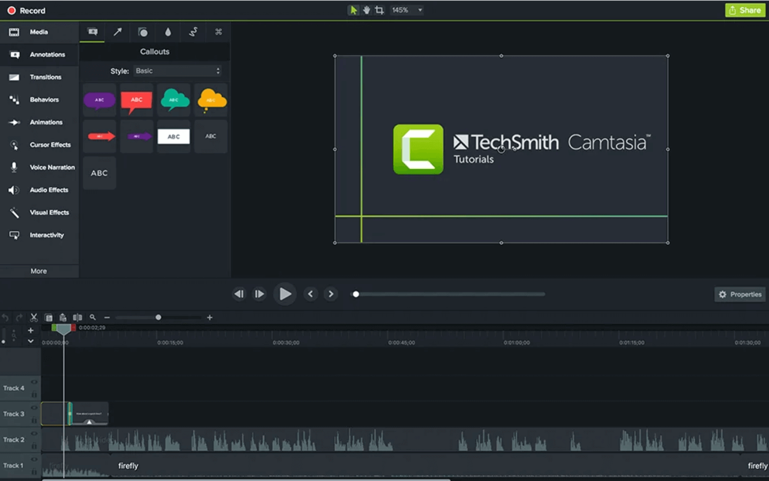 Image of Camtasia video recorder in use