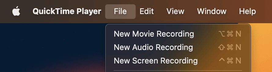 Choosing a new screen recording on Mac