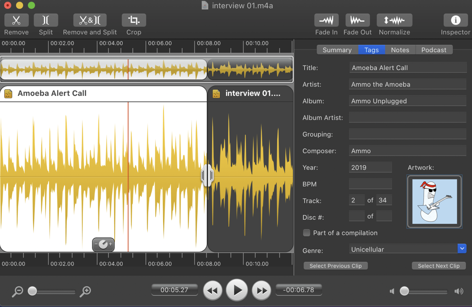 Image of Fission audio editing dashboard.