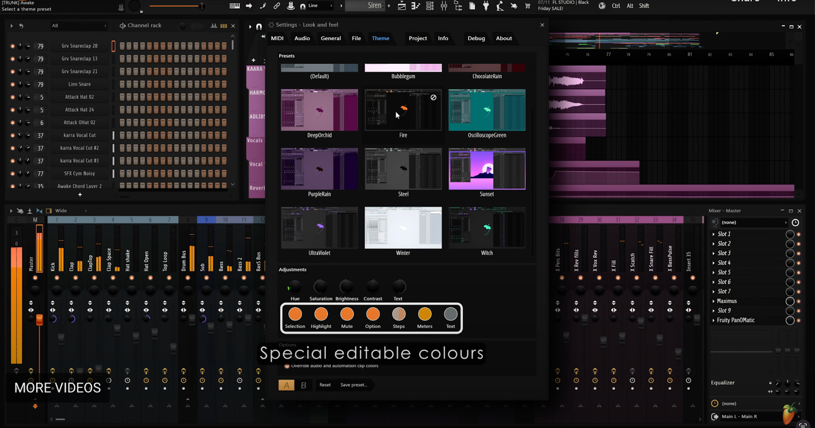 Image of FL Studio audio editing dashboard.