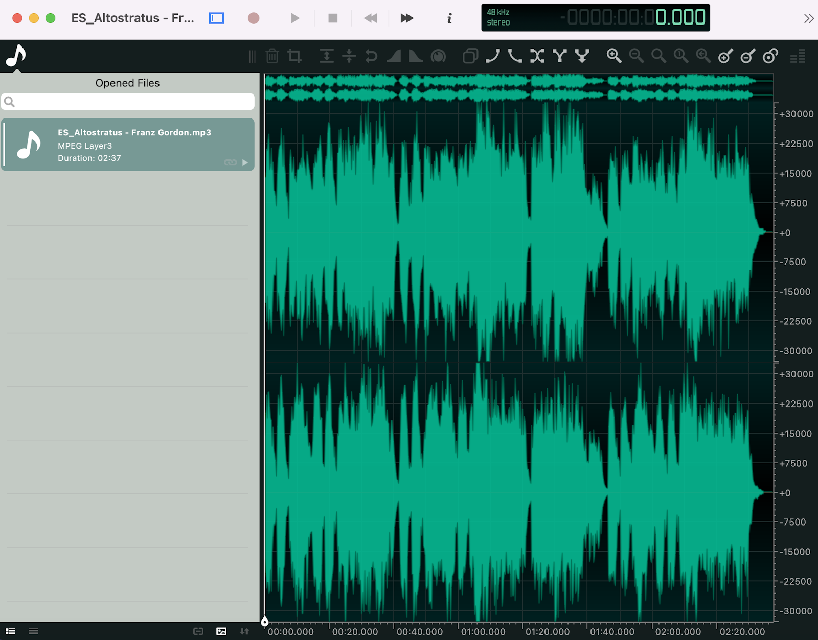 Image of Ocenaudio editing dashboard