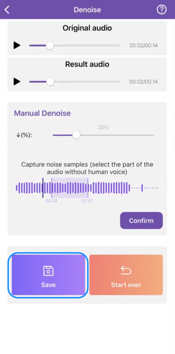 Saving an audio file to your phone with MP3 Converter