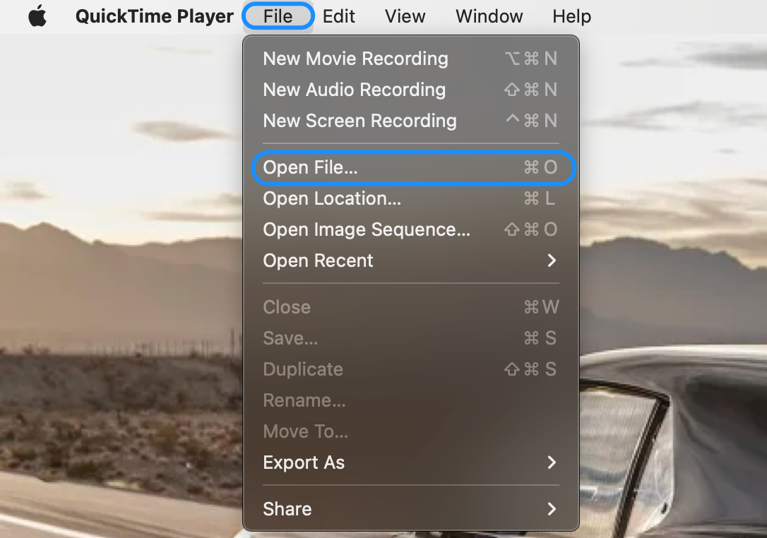 Opening up QuickTime Player on a Mac 