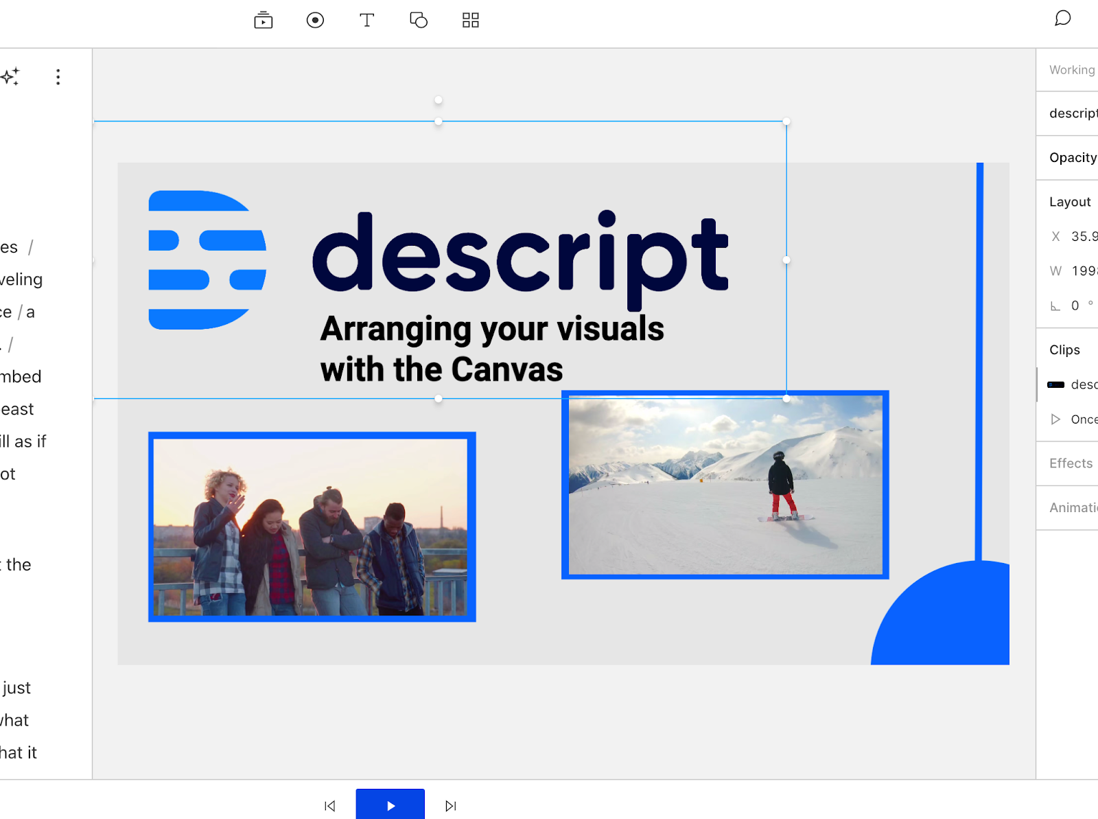 Image of Descripts Canvas feature