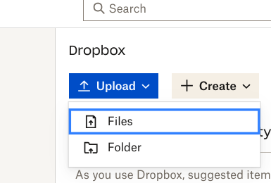 Image on how to Upload Files on Dropbox