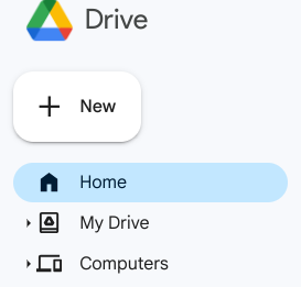 Image of Google Drive folder with Home highlighted